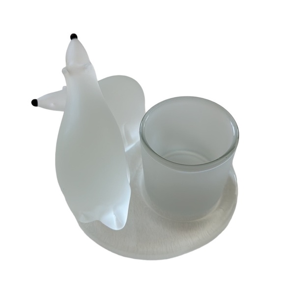 Partylite Votive Holder Polar Bear & Cub Frosted Glass Tea Light Holder - Picture 3 of 10
